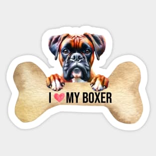 I Love My Boxer Sticker